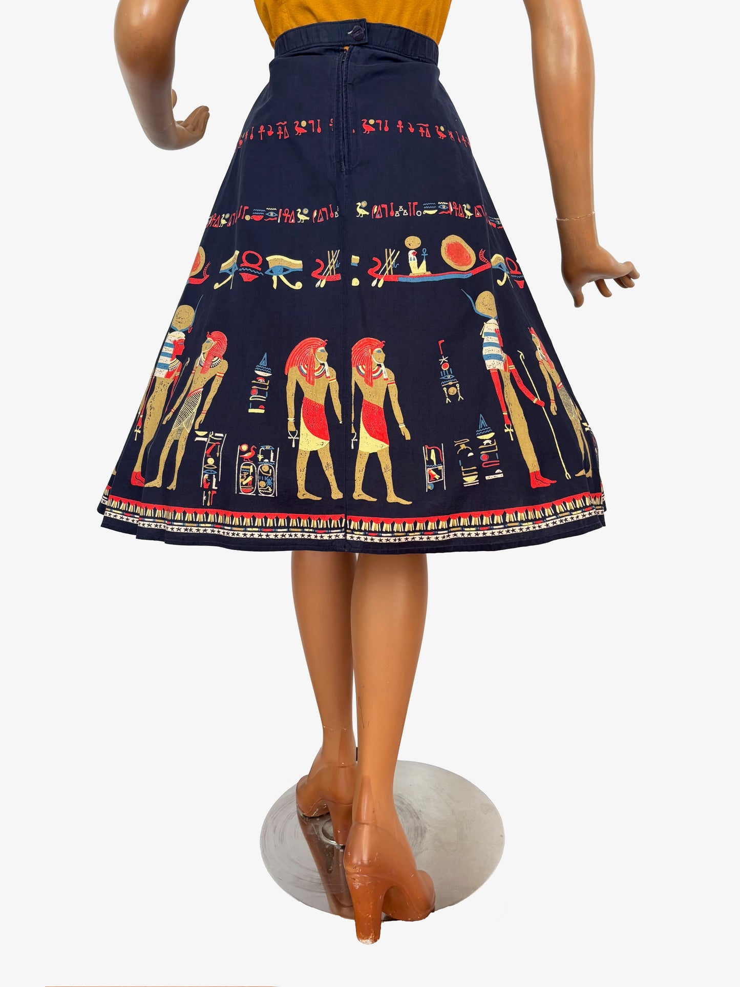 S/M | 1950s Egyptian Novelty Print Skirt