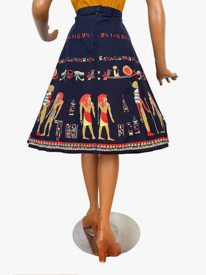 S/M | 1950s Egyptian Novelty Print Skirt