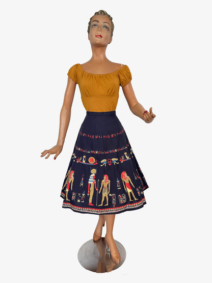 S/M | 1950s Egyptian Novelty Print Skirt