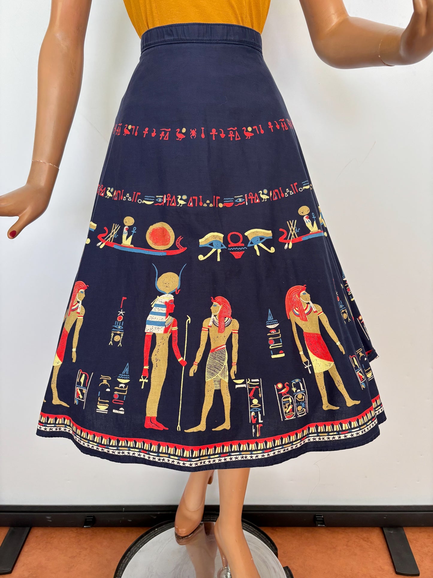 S/M | 1950s Egyptian Novelty Print Skirt