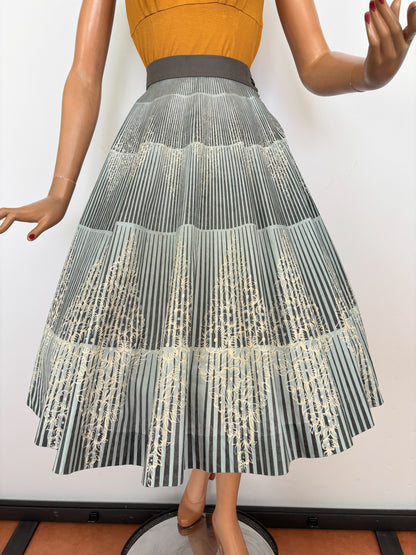 S | 1950s/60s Blue Grey Cotton Circle Skirt