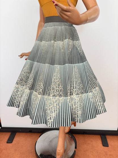 S | 1950s/60s Blue Grey Cotton Circle Skirt