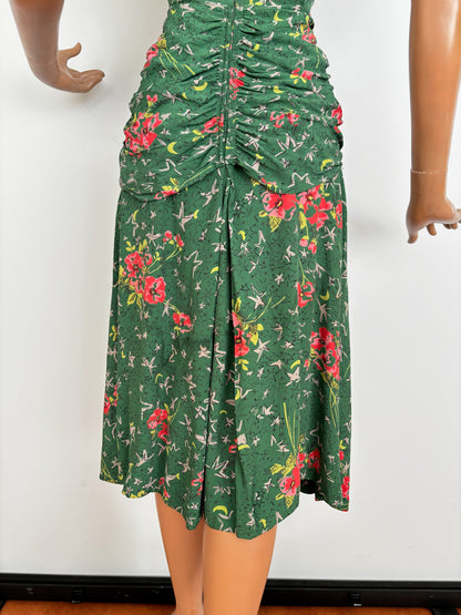 1940s R&K Original Forest Green Cold Rayon Dress | XS/S