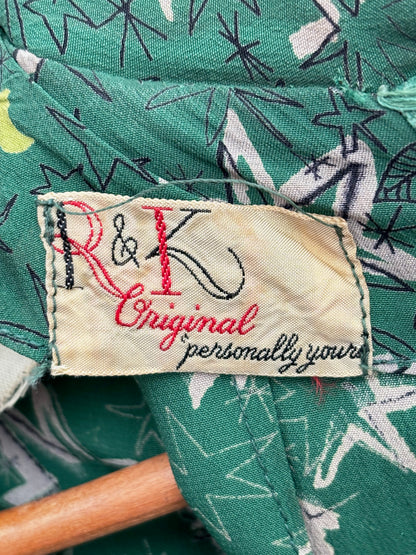 1940s R&K Original Forest Green Cold Rayon Dress | XS/S