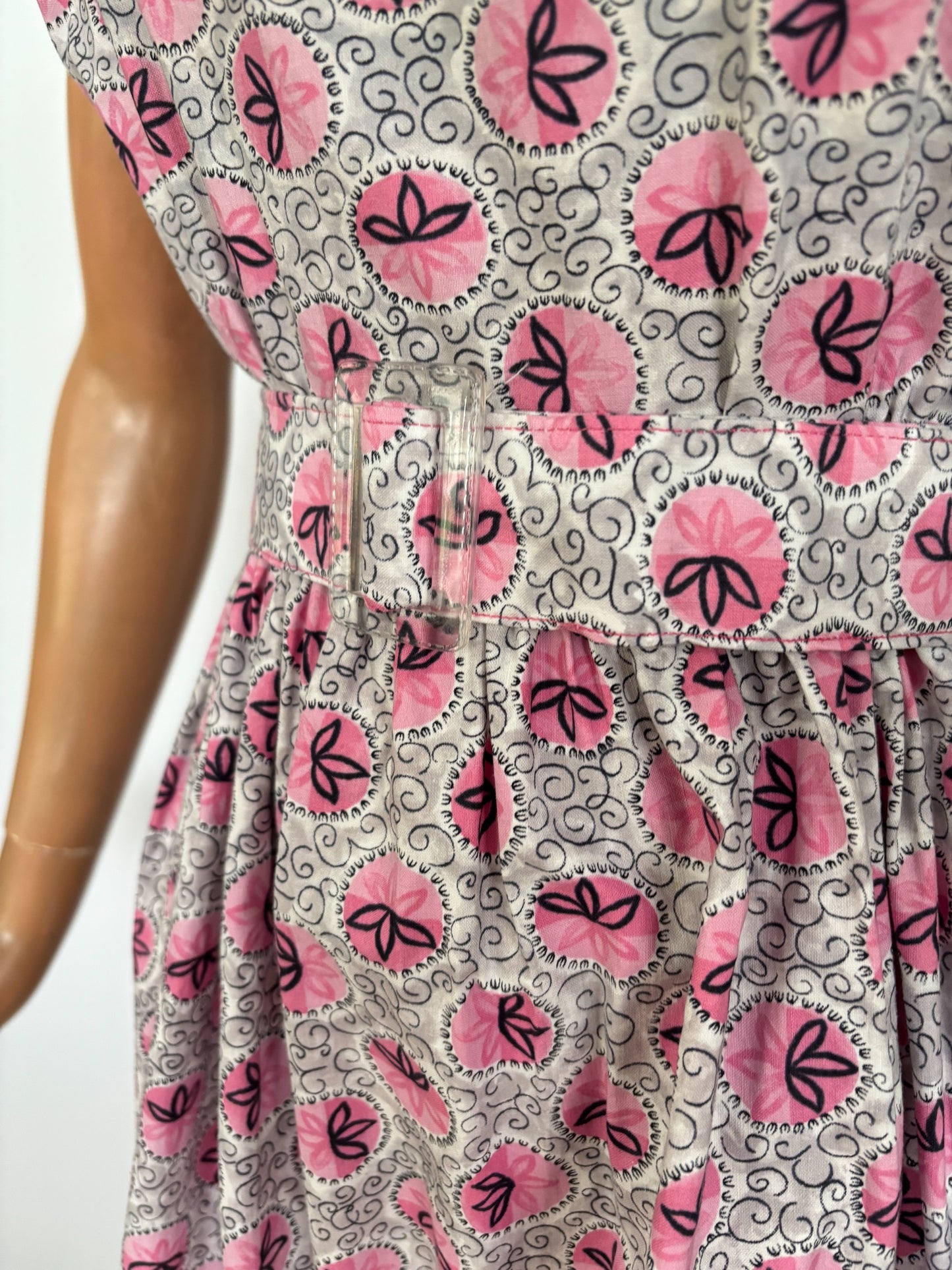 L | 1950s Style Pink Cotton Dress