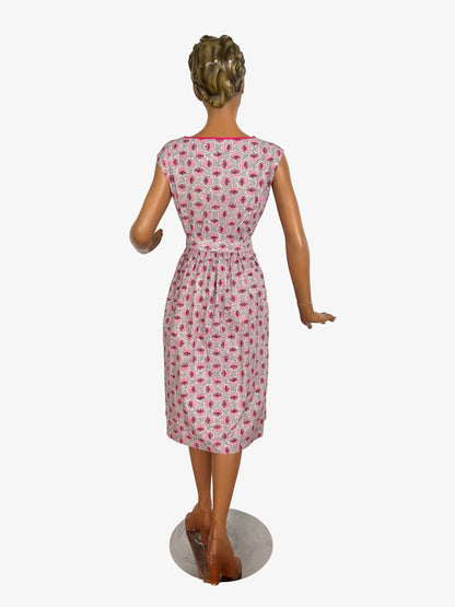 L | 1950s Style Pink Cotton Dress