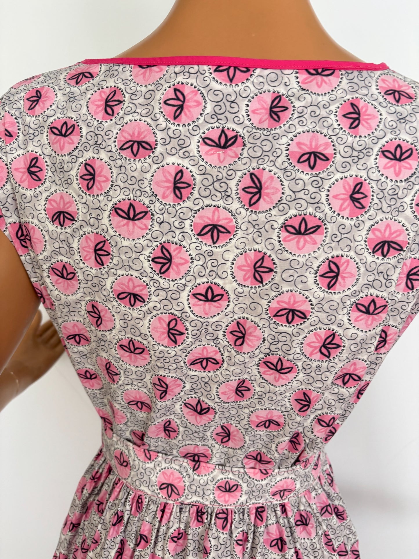 L | 1950s Style Pink Cotton Dress