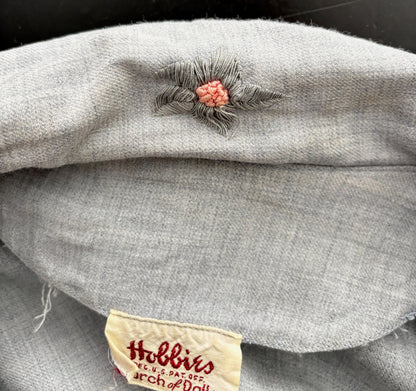 1940s/50s Hobbies Lorch of Dallas Light Blue Grey Wool Day Dress | S/M