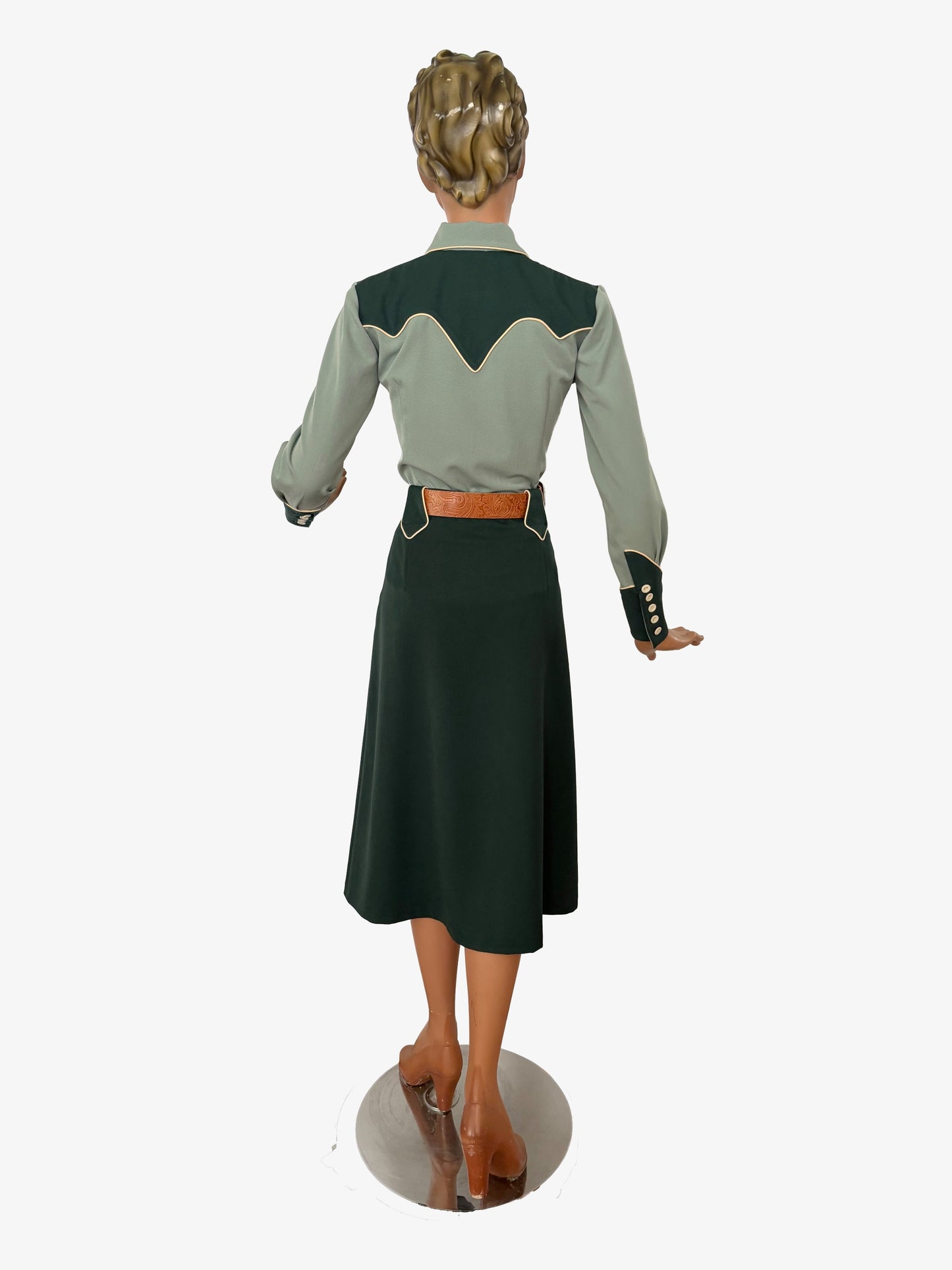 Mary Lou 1940er Westernbluse Grün - Auf Bestellung