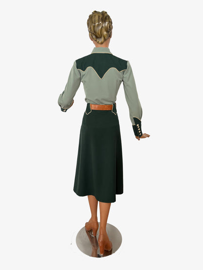 Mary Lou 1940er Westernbluse Grün - Auf Bestellung