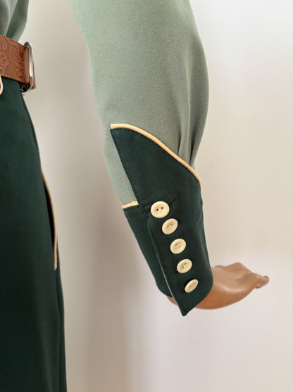 Mary Lou 1940er Westernbluse Grün - Auf Bestellung