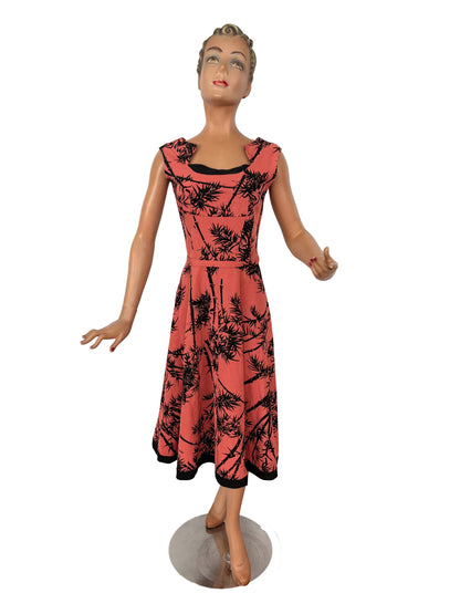 S | 1950s/60s Bamboo Print Cocktail Dress