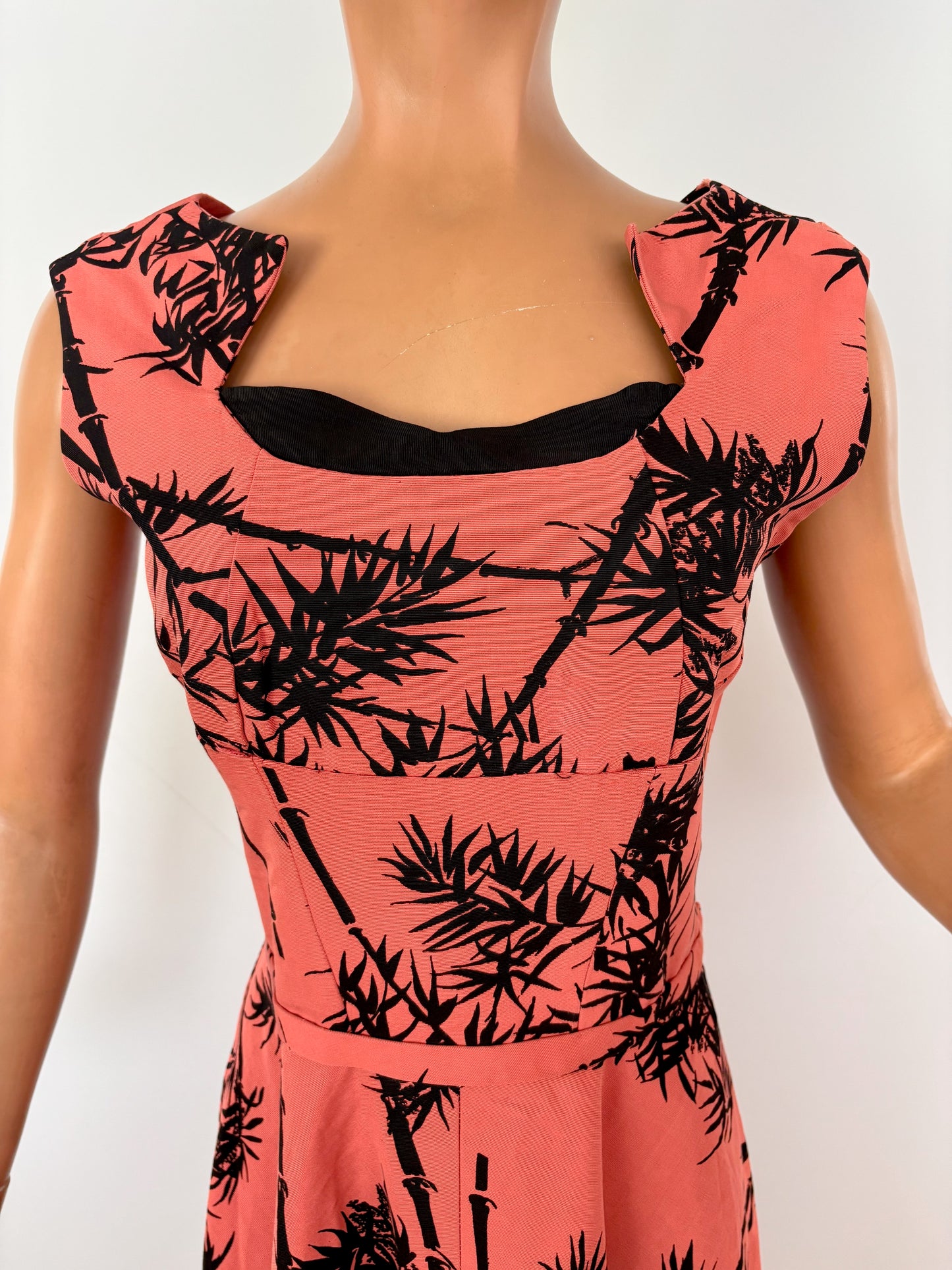 S | 1950s/60s Bamboo Print Cocktail Dress
