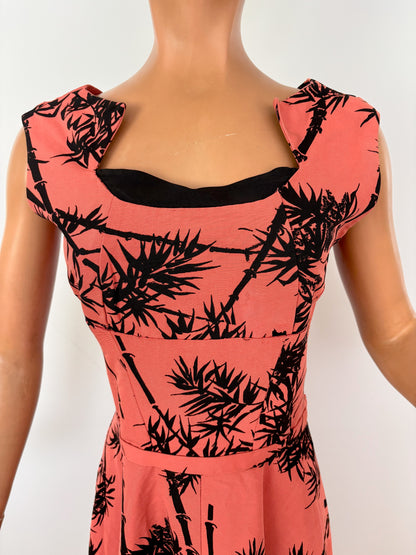 S | 1950s/60s Bamboo Print Cocktail Dress