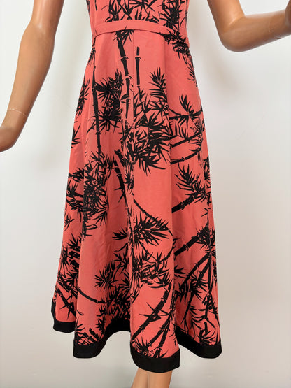 S | 1950s/60s Bamboo Print Cocktail Dress