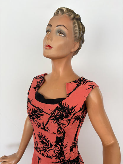 S | 1950s/60s Bamboo Print Cocktail Dress