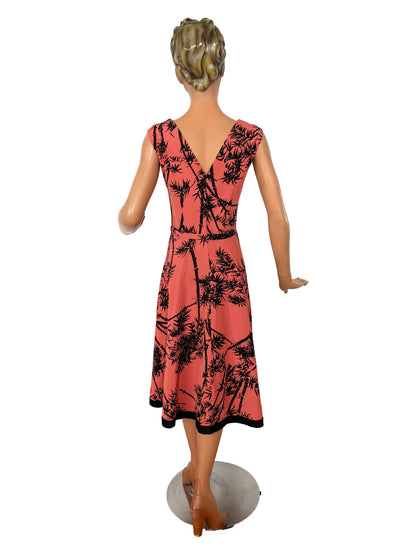 S | 1950s/60s Bamboo Print Cocktail Dress