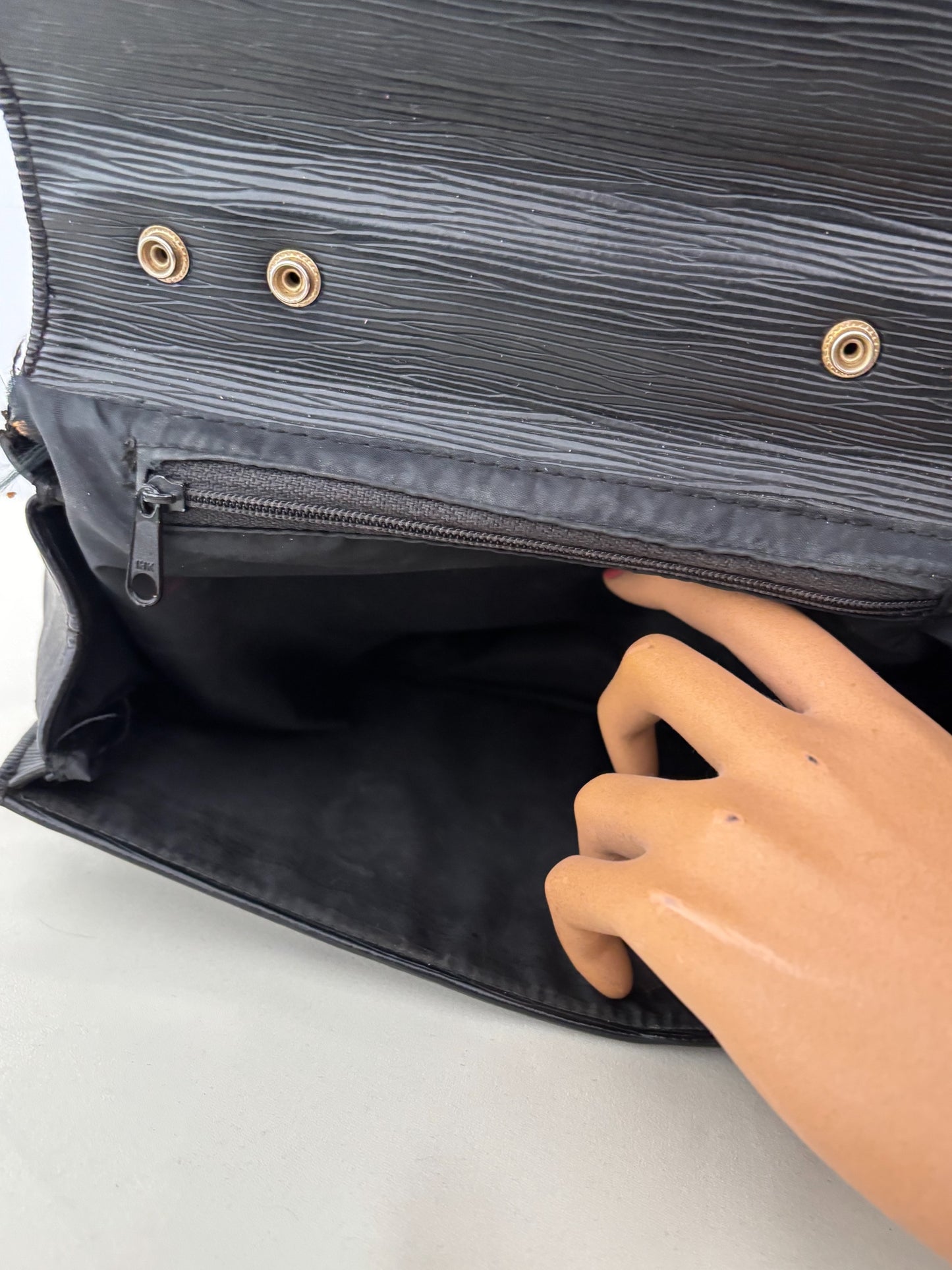 1980s Black Faux Leather Handbag With Bamboo Handle