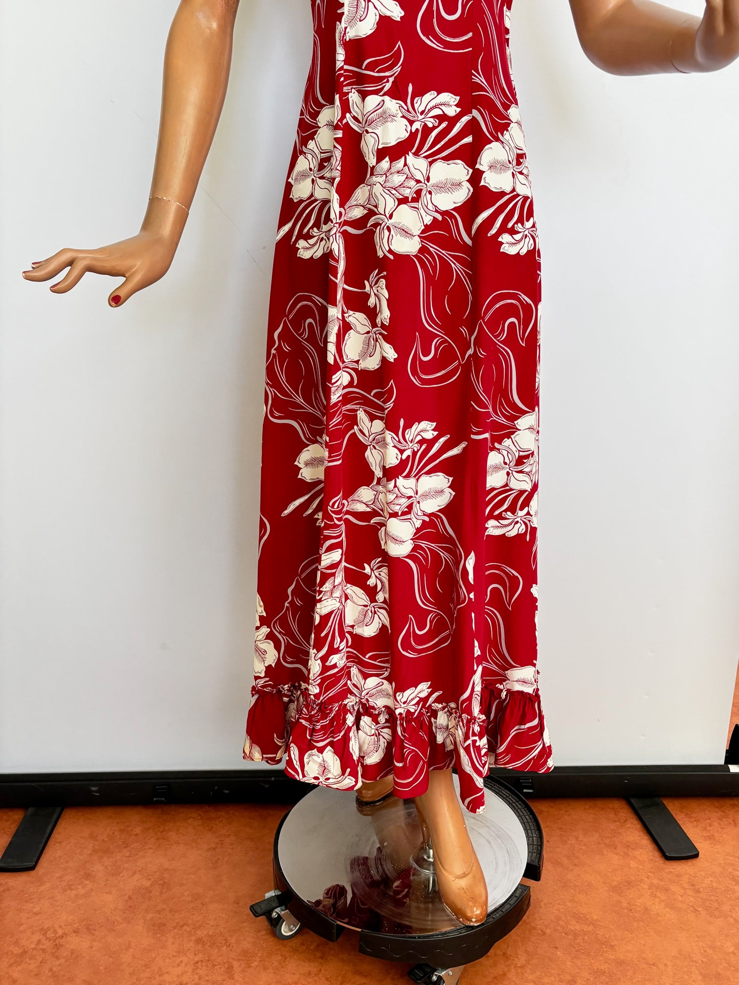 1940s Hawaiian Casuals Cold Rayon Dress With Ruching | XS/S