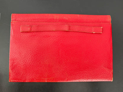 1940s Red Leather Envelope Clutch With Hand Strap