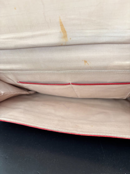 1940s Red Leather Envelope Clutch With Hand Strap