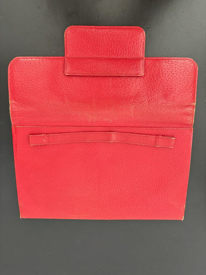 1940s Red Leather Envelope Clutch With Hand Strap