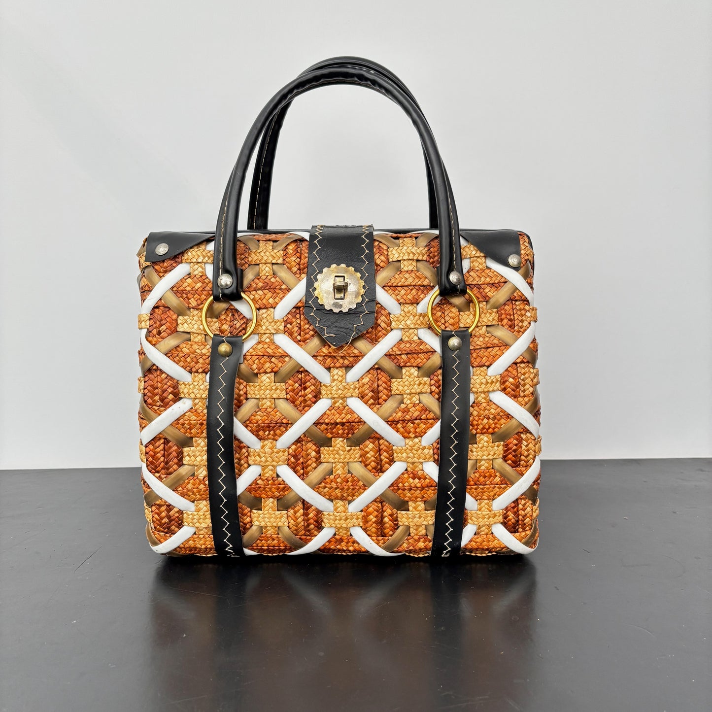 1960s Large Woven Straw Handbag