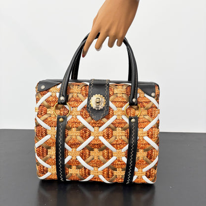 1960s Large Woven Straw Handbag