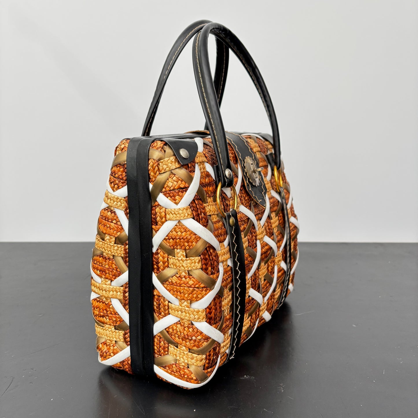 1960s Large Woven Straw Handbag