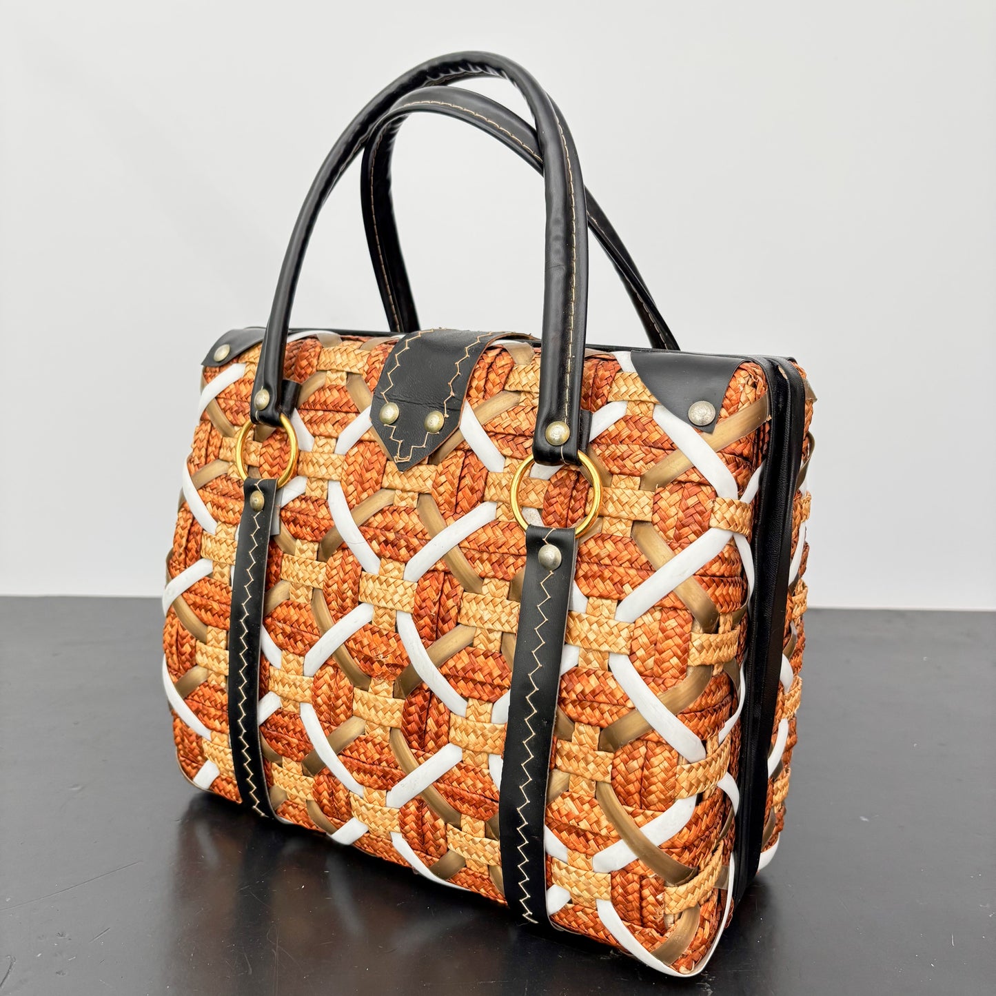 1960s Large Woven Straw Handbag