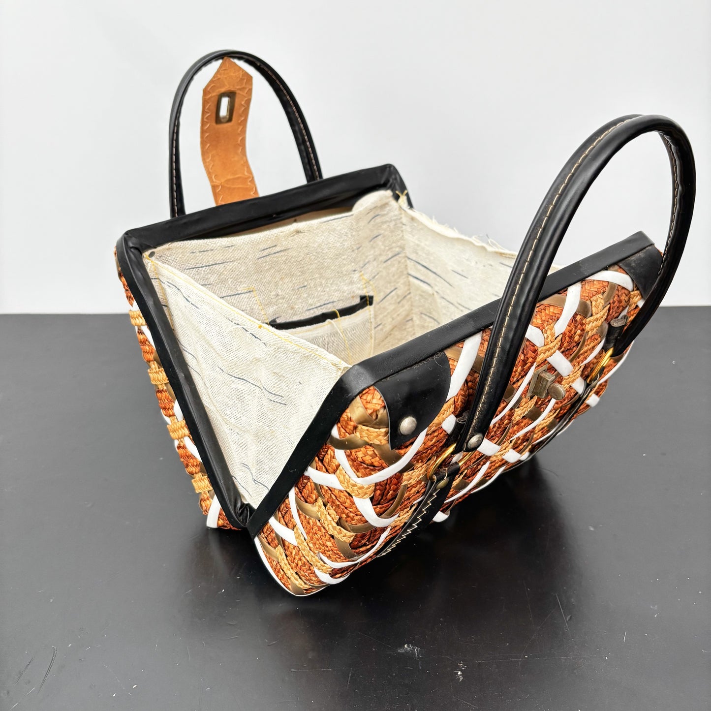 1960s Large Woven Straw Handbag