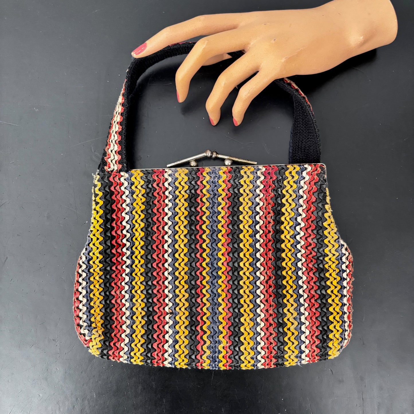 1940s Multi Color Telephone Cord-Style Handbag