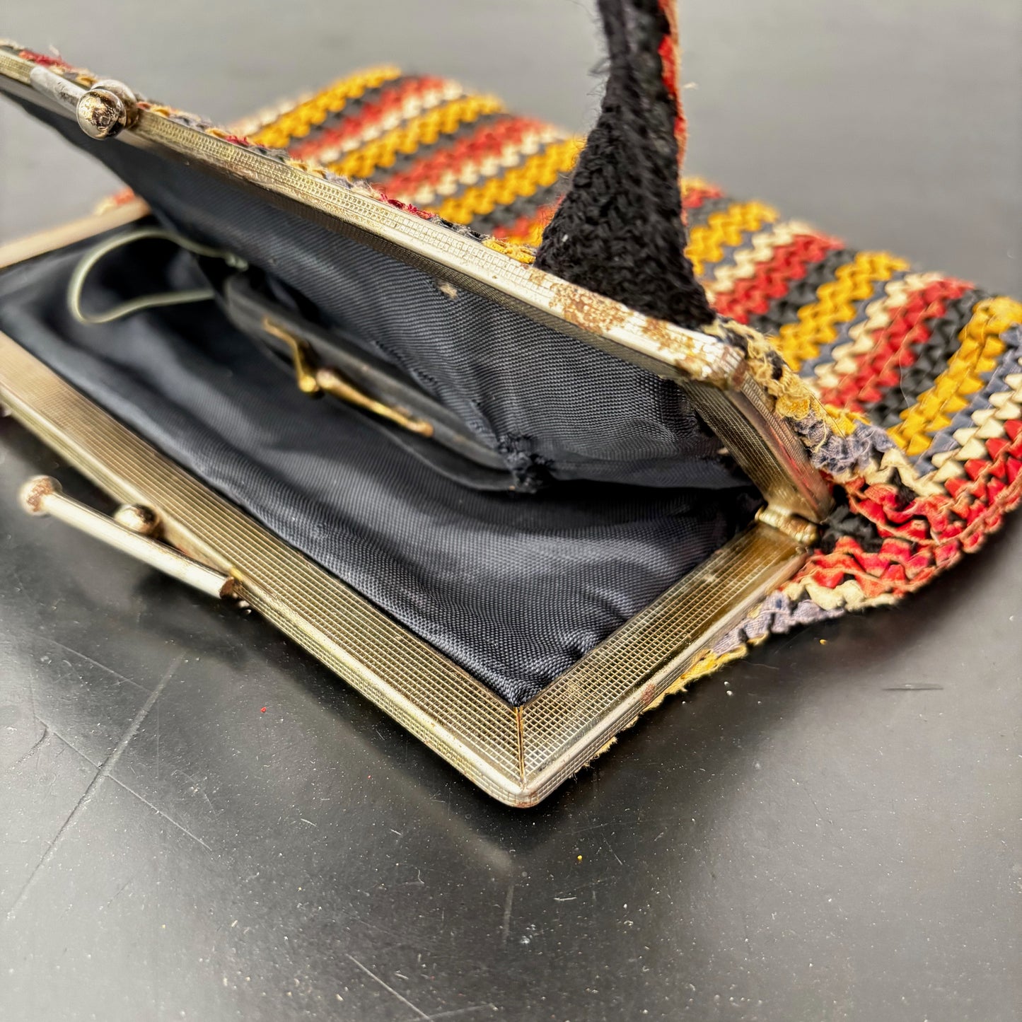 1940s Multi Color Telephone Cord-Style Handbag