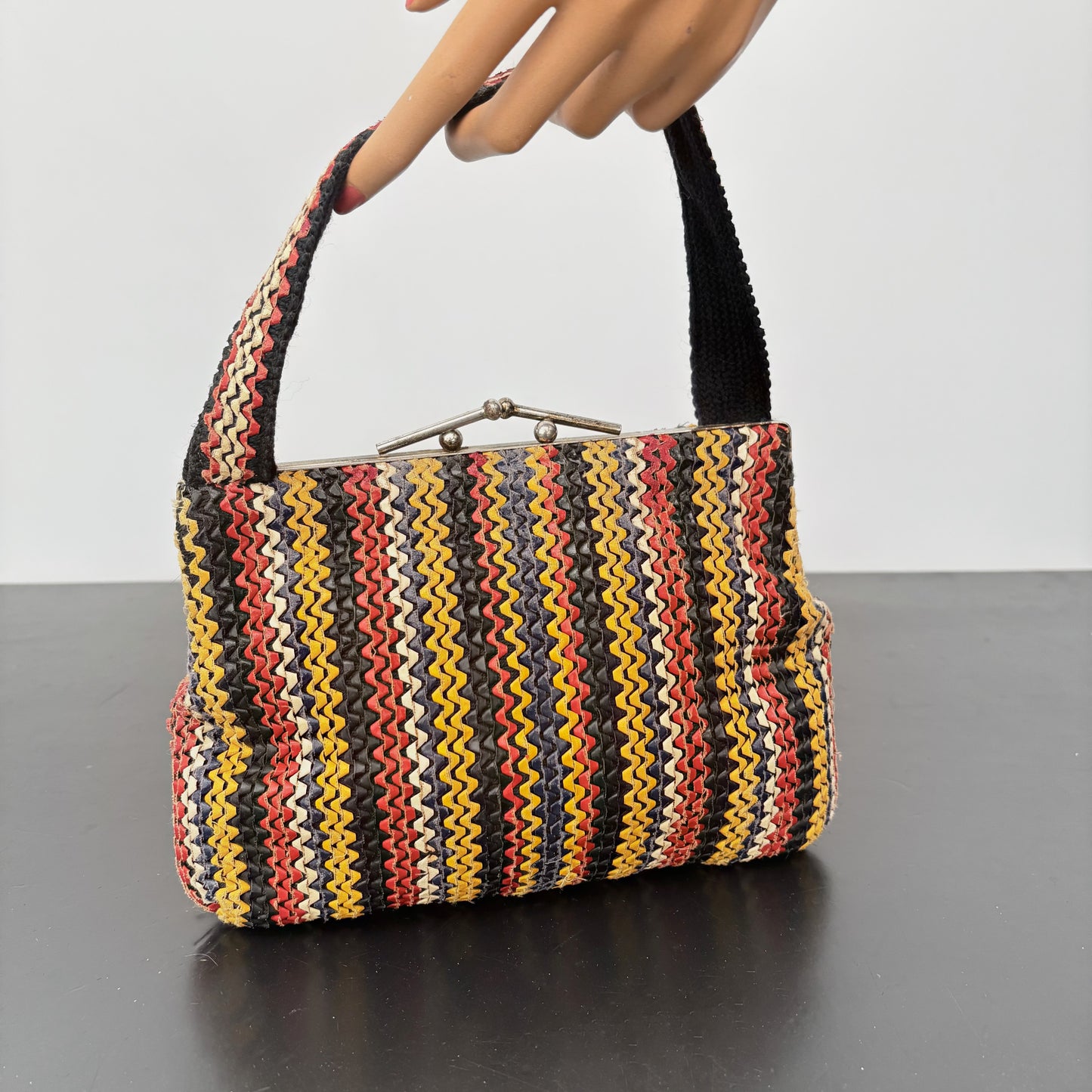 1940s Multi Color Telephone Cord-Style Handbag