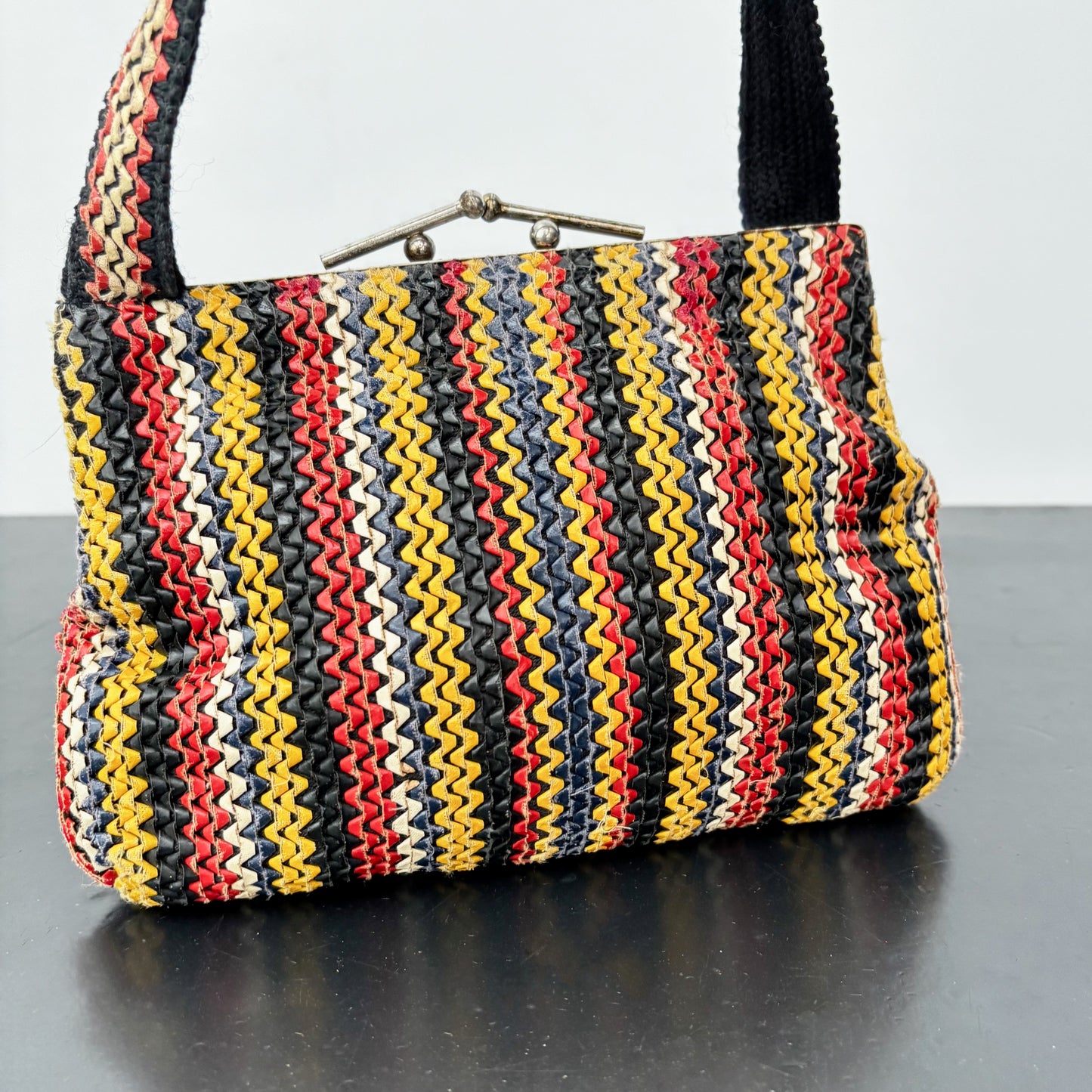 1940s Multi Color Telephone Cord-Style Handbag