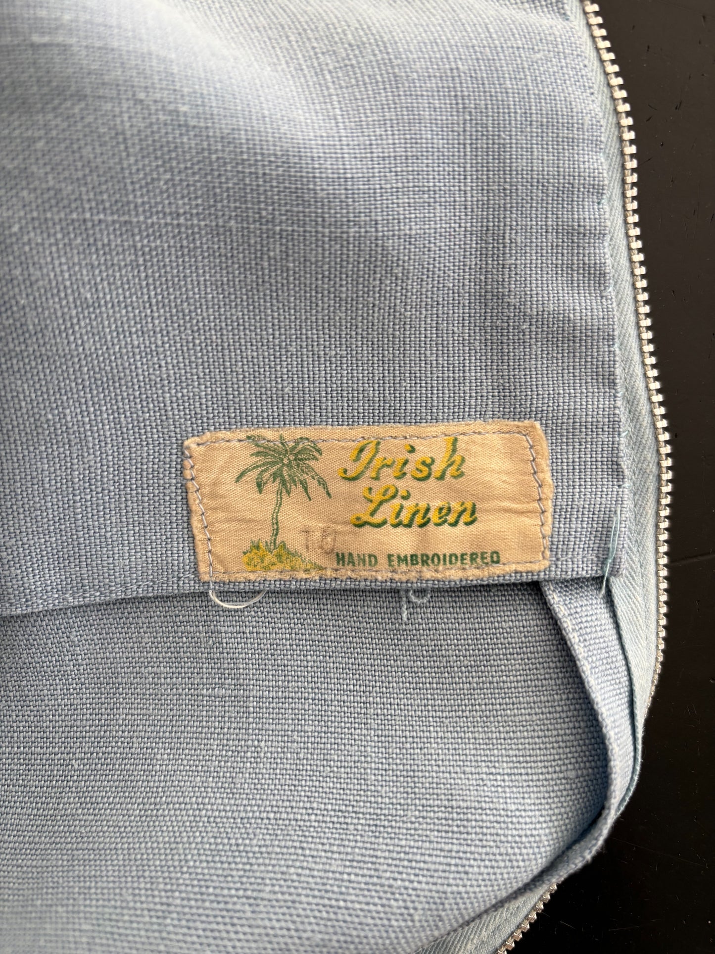 XS/S | 1960s Irish Linen Novelty Appliqué Shift Dress
