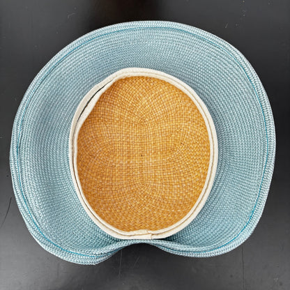 1940s Straw Halo Hat Steel Blue Brim