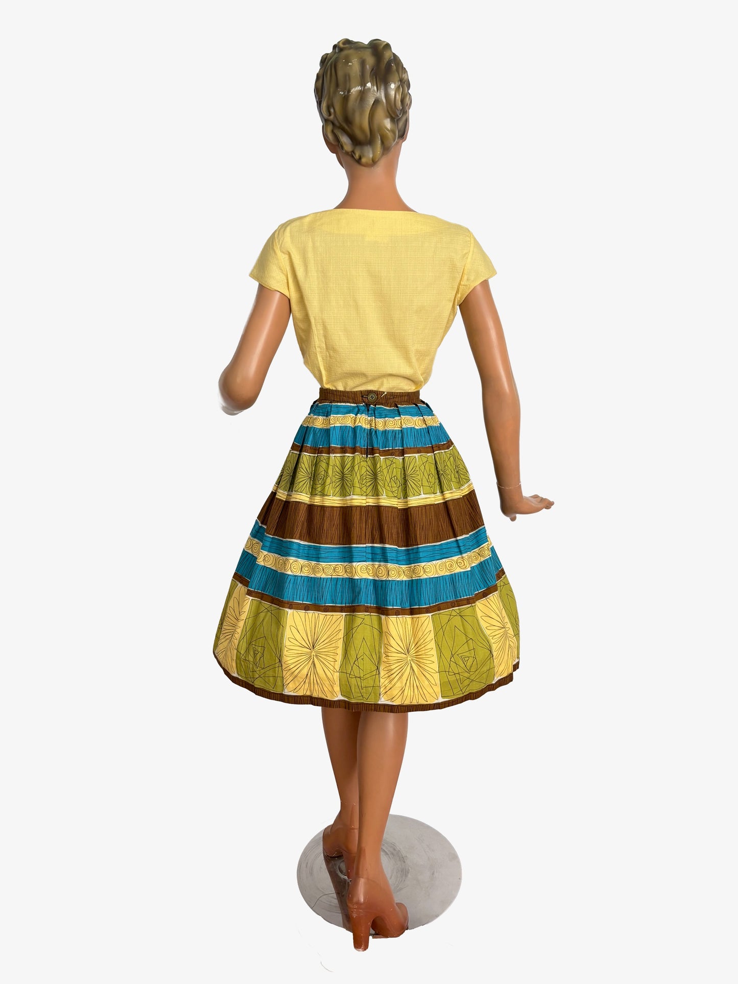 S | 1950s/60s Yellow Cotton Linen Blouse