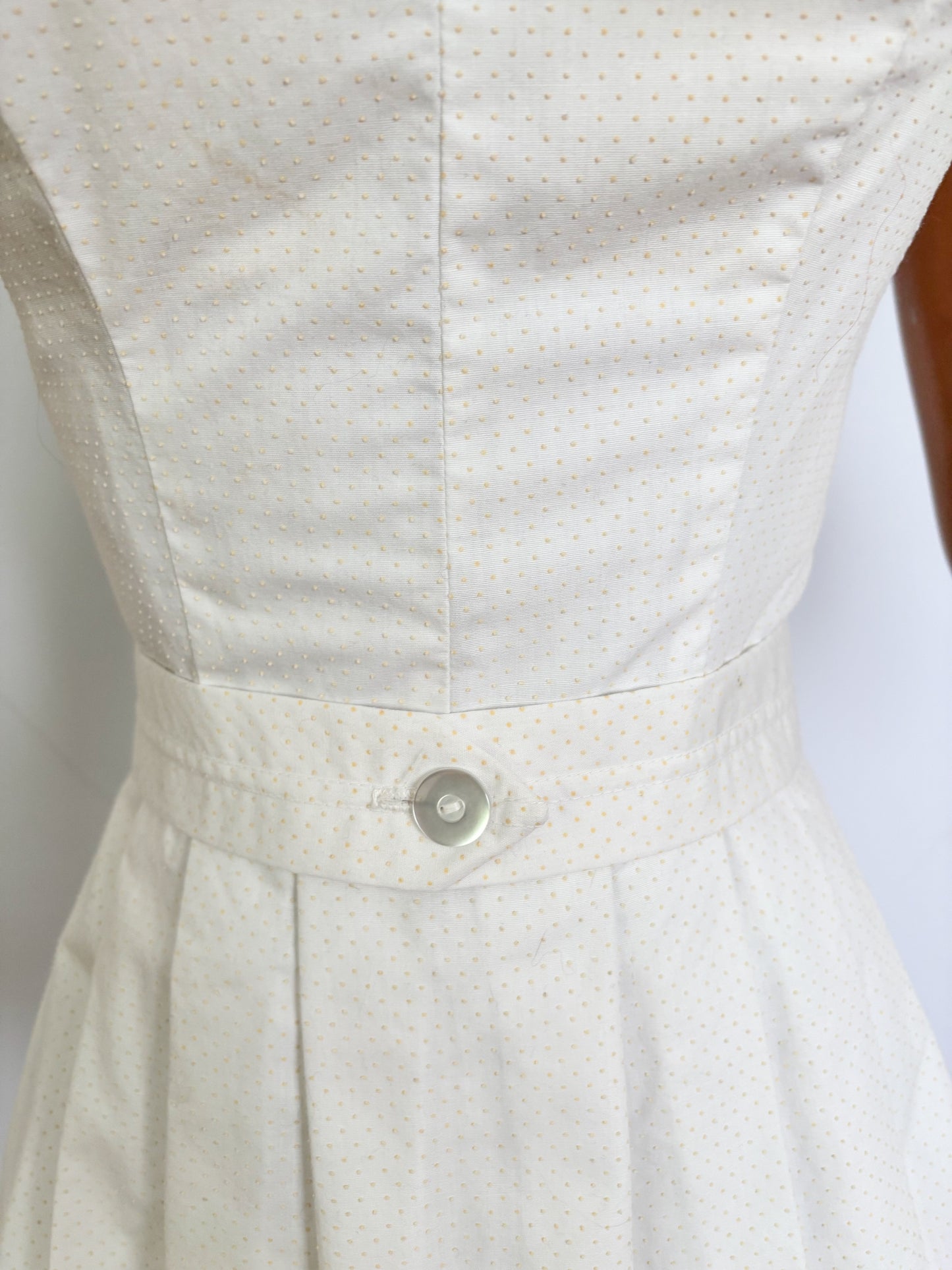 XXS | 1940s/50s Elon of California White Swiss Dot Cotton Skirted Swimsuit