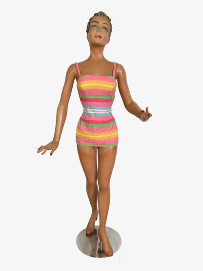 XS/S | 1950s/60s Jantzen Striped Skirted Swimsuit