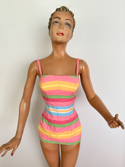 XS/S | 1950s/60s Jantzen Striped Skirted Swimsuit