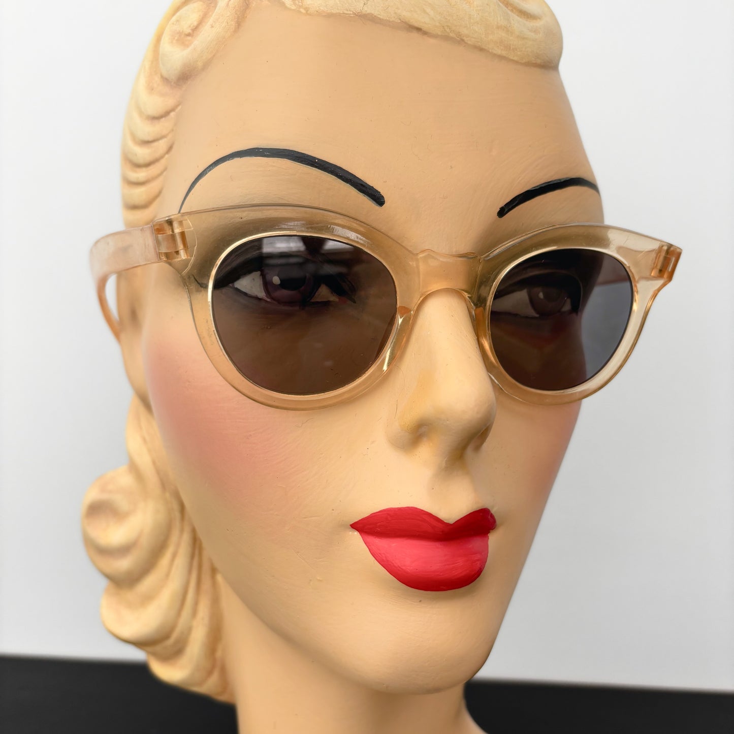 1940s Transparent Champagne Celluloid Sunglasses