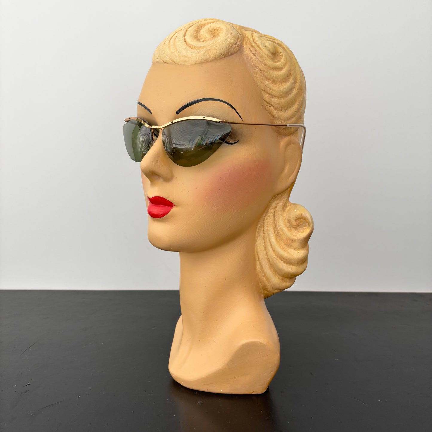 1950s Samco Gold Metal Wide Cat Eye Sunglasses