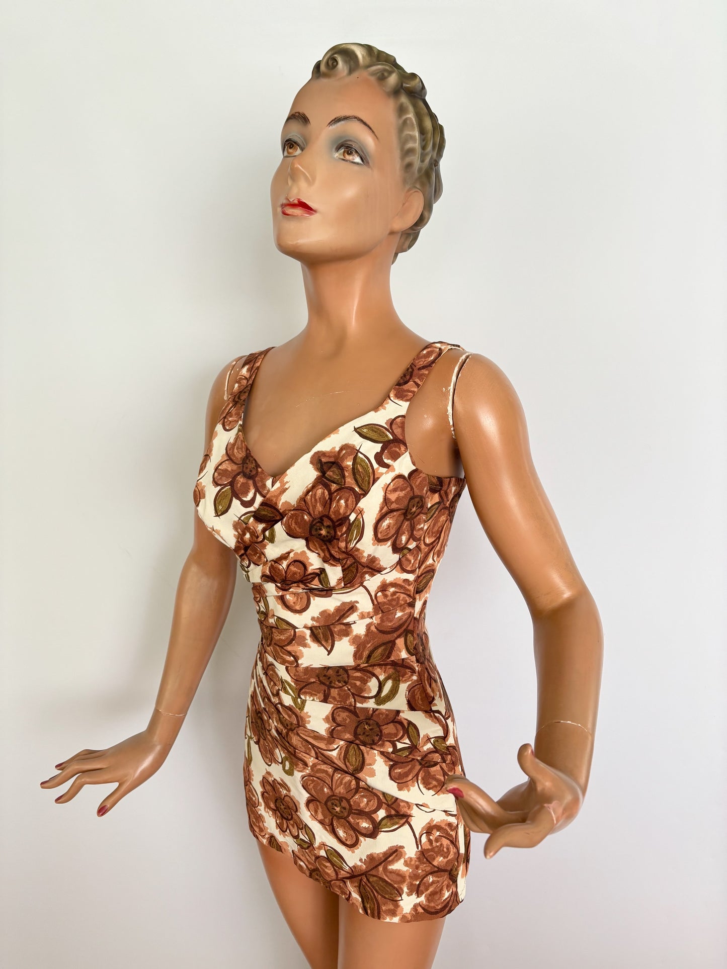 S | 1950s/60s Catalina The Art Of Eve Floral Bathing Suit