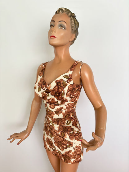 S | 1950s/60s Catalina The Art Of Eve Floral Bathing Suit