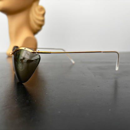 1950s Samco Gold Metal Wide Cat Eye Sunglasses