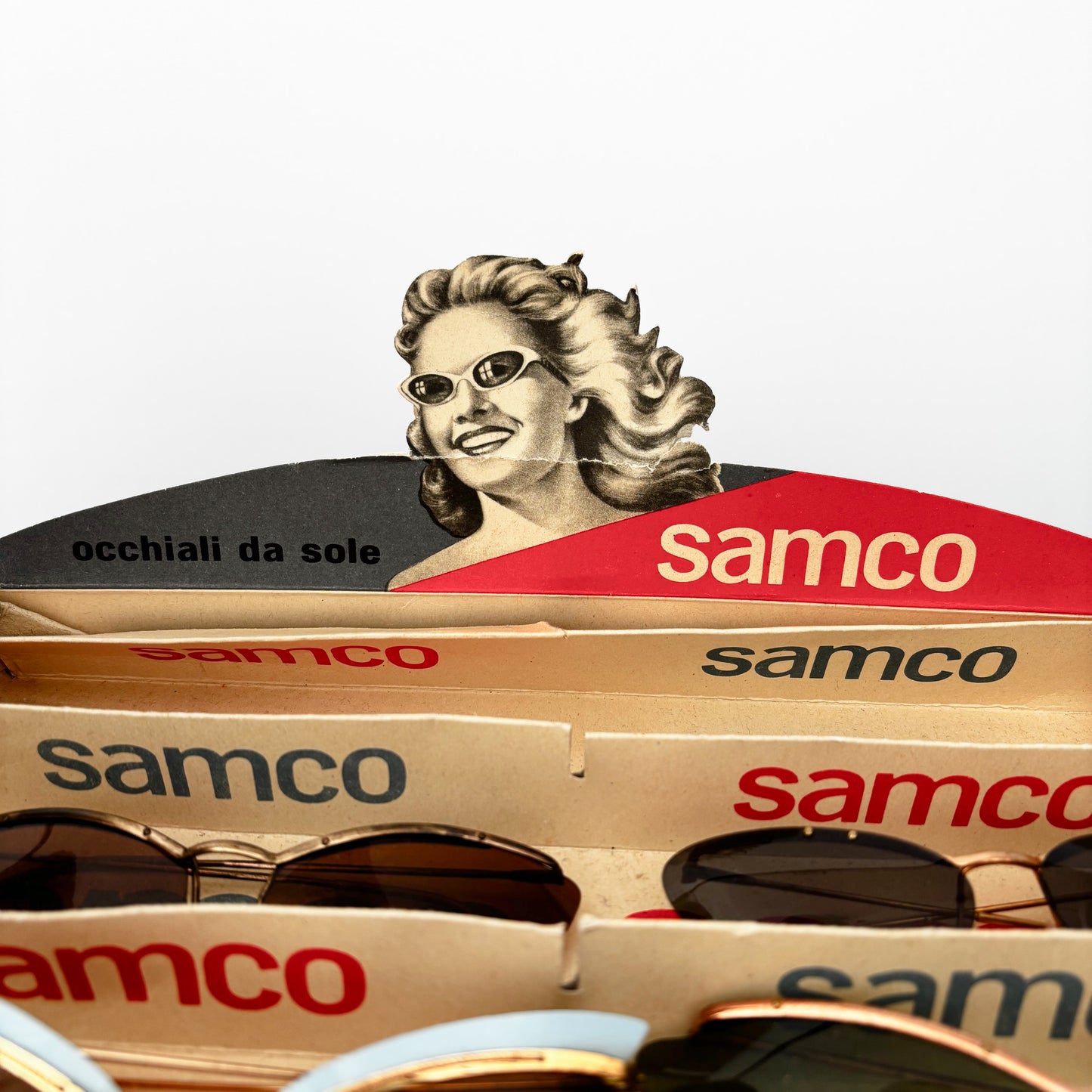 1950s Samco Gold Metal Wide Cat Eye Sunglasses
