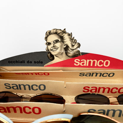 1950s Samco Gold Metal Wide Cat Eye Sunglasses