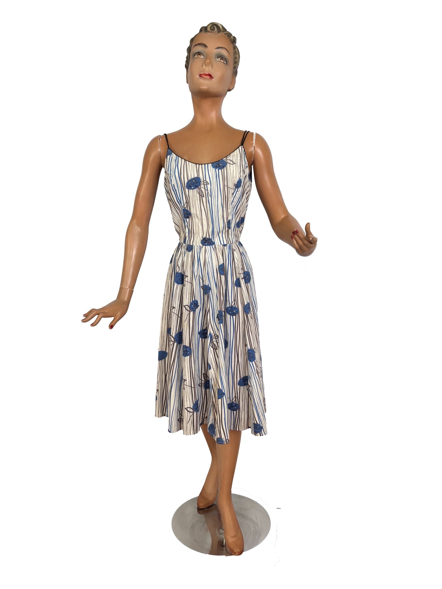S/M | 1950s Jerry Gilden Cotton Rose Print Sundress