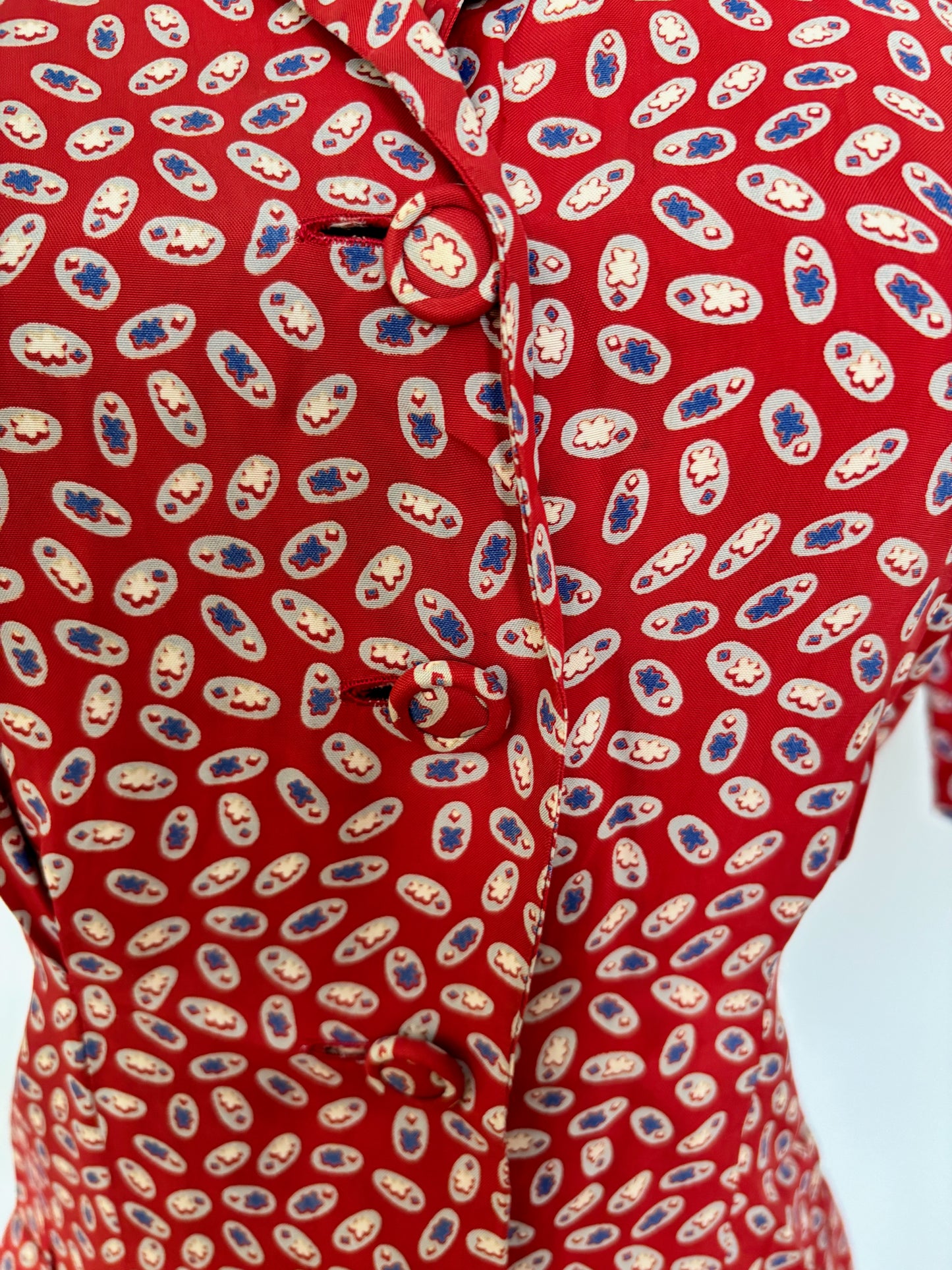1940s Rayon Novelty Print Blouse | M/L